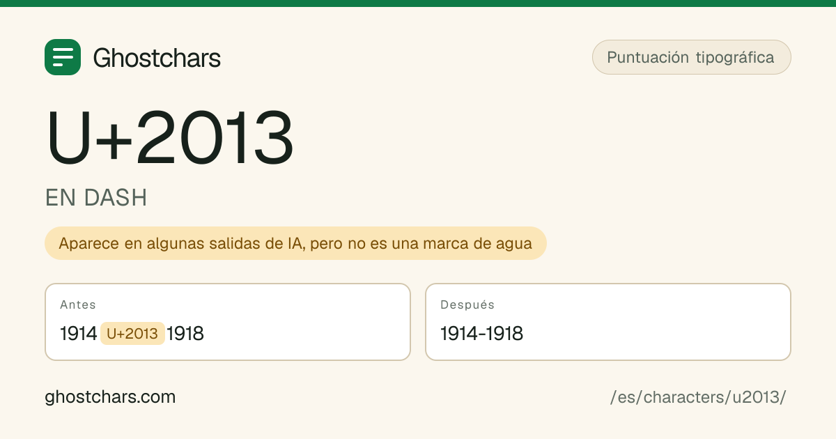 EN DASH (U+2013) antes y después de la limpieza, con el carácter oculto mostrado como una etiqueta con nombre