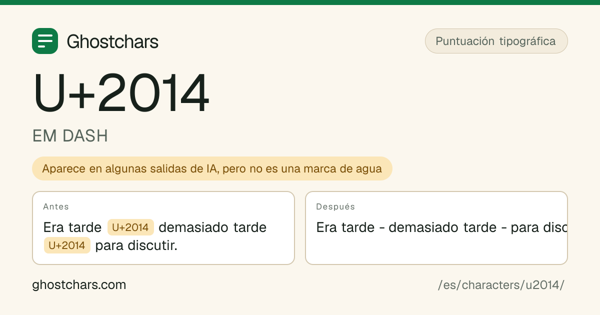 EM DASH (U+2014) antes y después de la limpieza, con el carácter oculto mostrado como una etiqueta con nombre