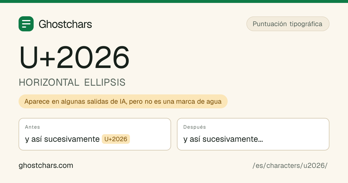 HORIZONTAL ELLIPSIS (U+2026) antes y después de la limpieza, con el carácter oculto mostrado como una etiqueta con nombre