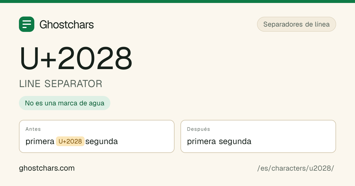 LINE SEPARATOR (U+2028) antes y después de la limpieza, con el carácter oculto mostrado como una etiqueta con nombre